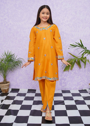 Girls Cotton Embroidered - 2 Piece Suit - 8485