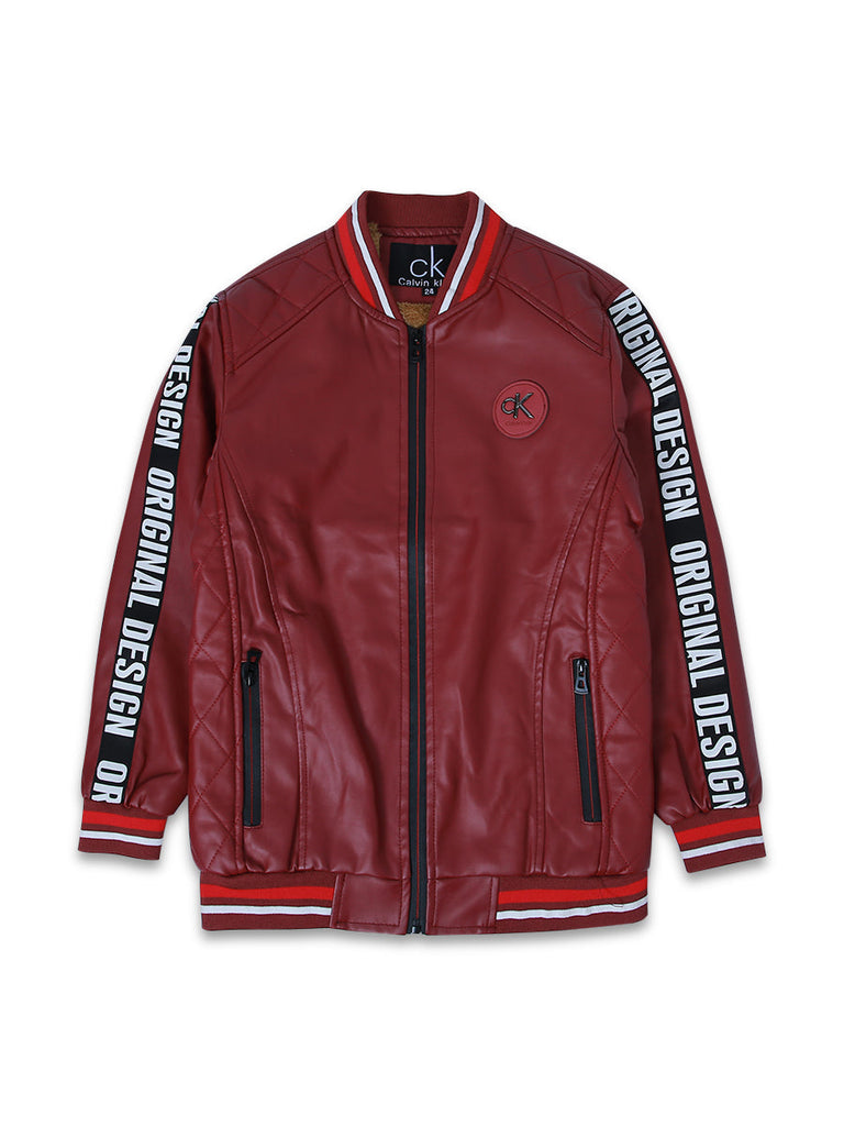 Imp Boys Leather Jacket L/S With CK Logo # 7777 (W-20)