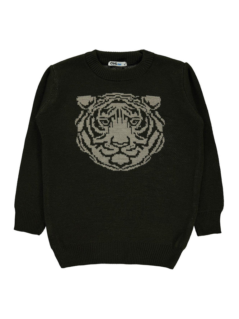 Civil Boys Sweater #22107 With Tiger Print (W-21)