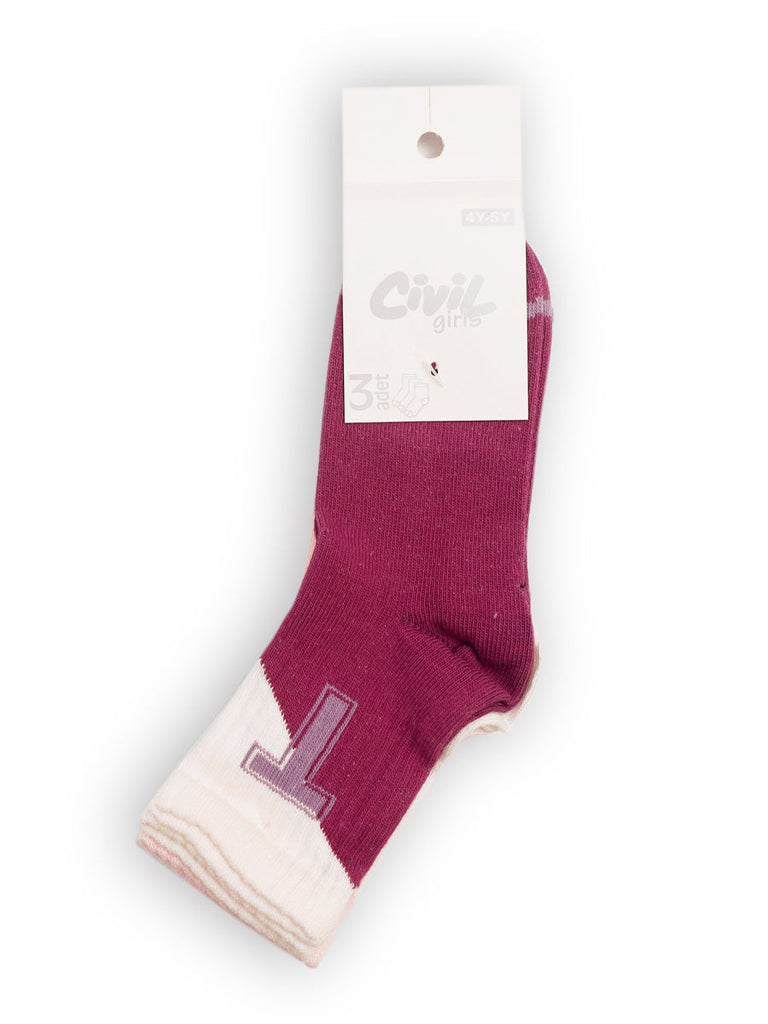 Civil Girls Cotton Socks 3Pk #4108 (S-22)