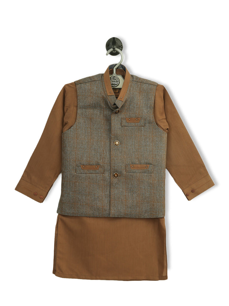 Aleeshan Boys 3Pcs Shalwar Suit With Waist Coat #1408 (W-22)