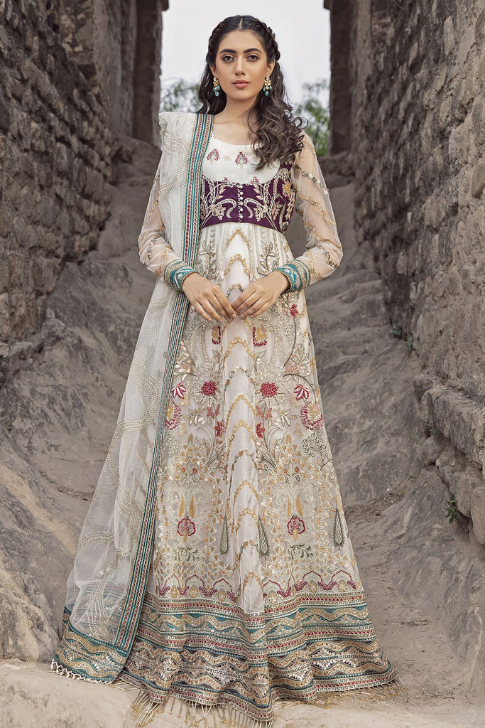 2768-PEARL-LUSTER EMBROIDERED BANARSI NET UNSTITCHED