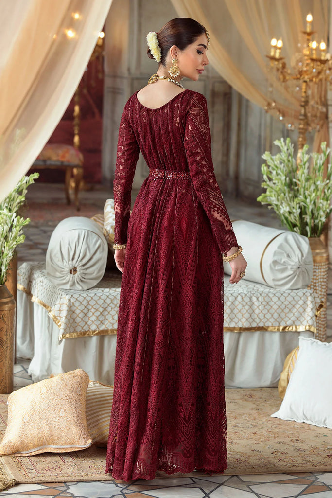 2776-MAROON EMBROIDERED SILK NET FABRIC