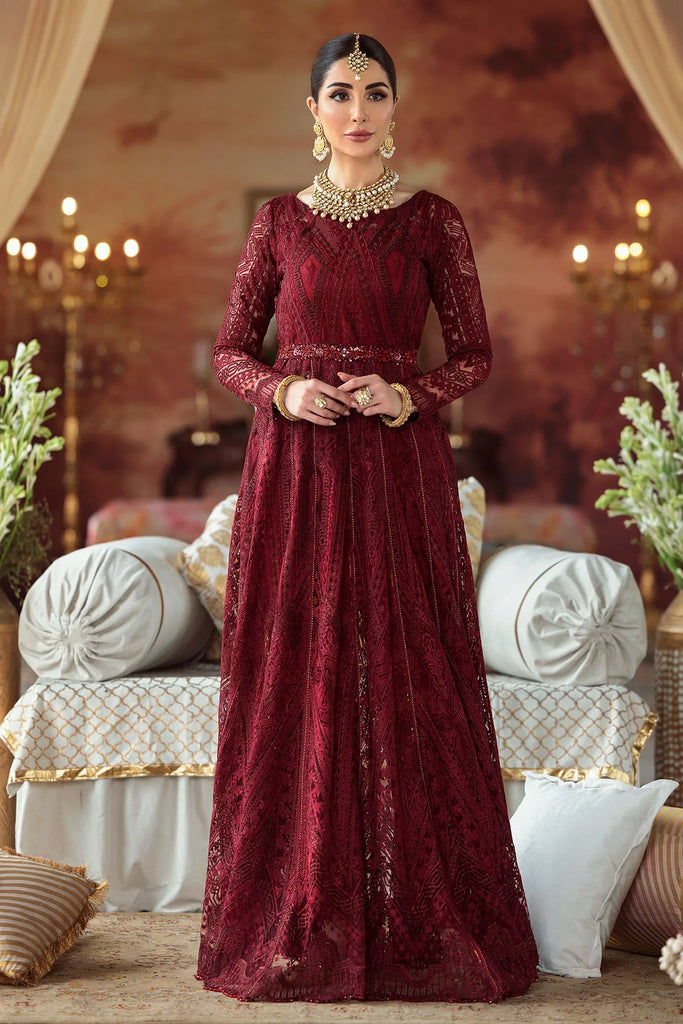 2776-MAROON EMBROIDERED SILK NET FABRIC